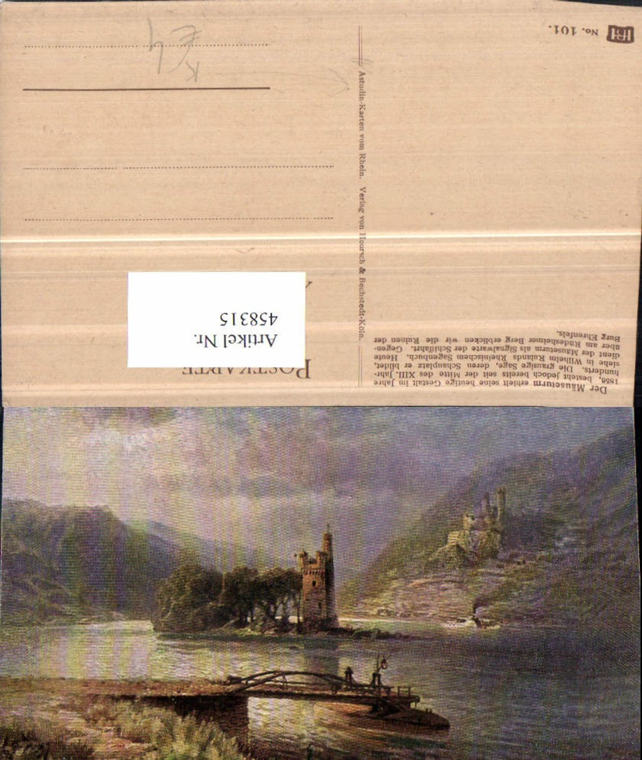 458315,Künstler AK N. Astudin Mäuseturm b. Bingen am Rhein