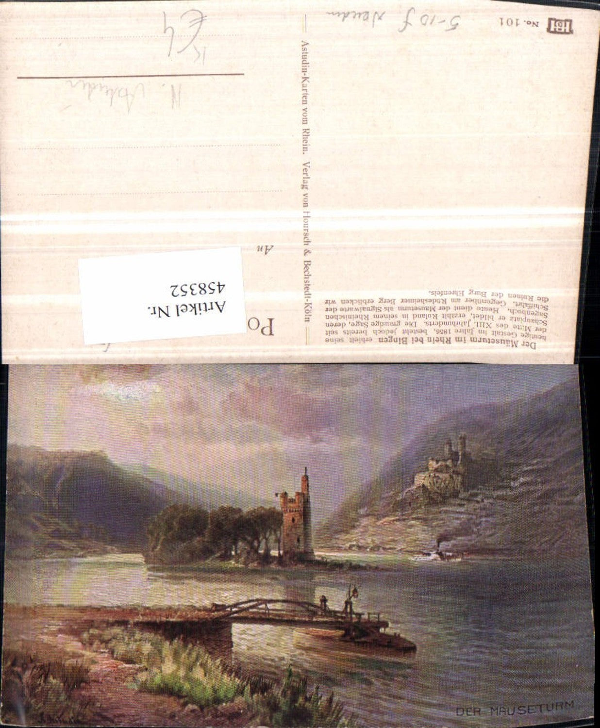 458352,Künstler AK N. Astudin Mäuseturm b. Bingen am Rhein