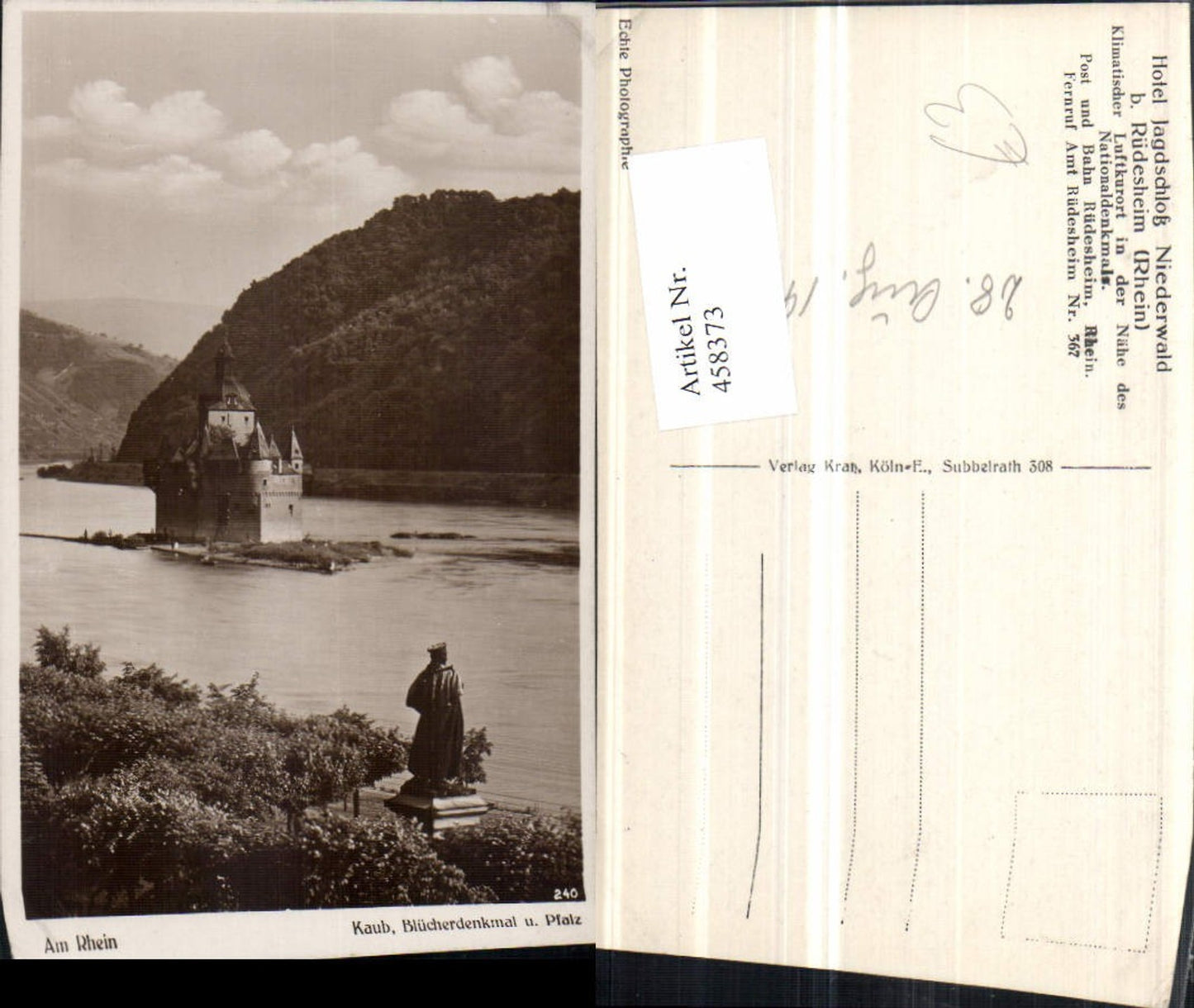 458373,Kaub Blücherdenkmal u. Burg Pfalzgrafenstein