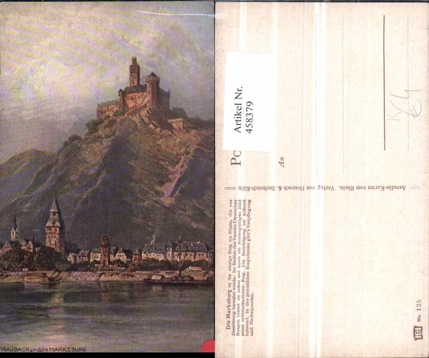 458379,Künstler AK N. Astudin Marksburg b. Braubach Teilansicht