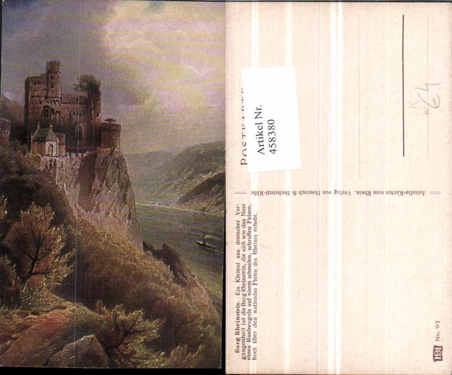 458380,Künstler AK N. Astudin Burg Rheinstein b. Trechtingshausen