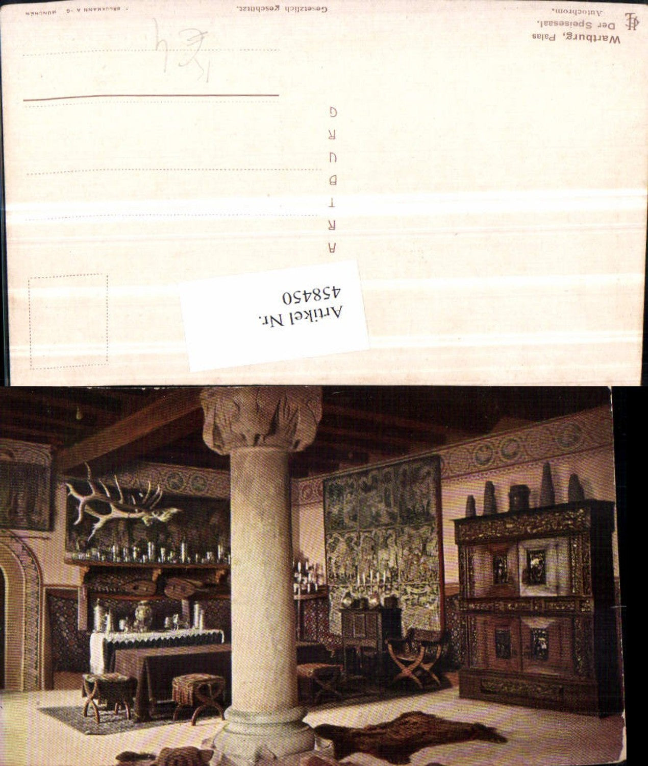458450, Artist AK Eisenach Wartburg Castle Palace Dining Hall