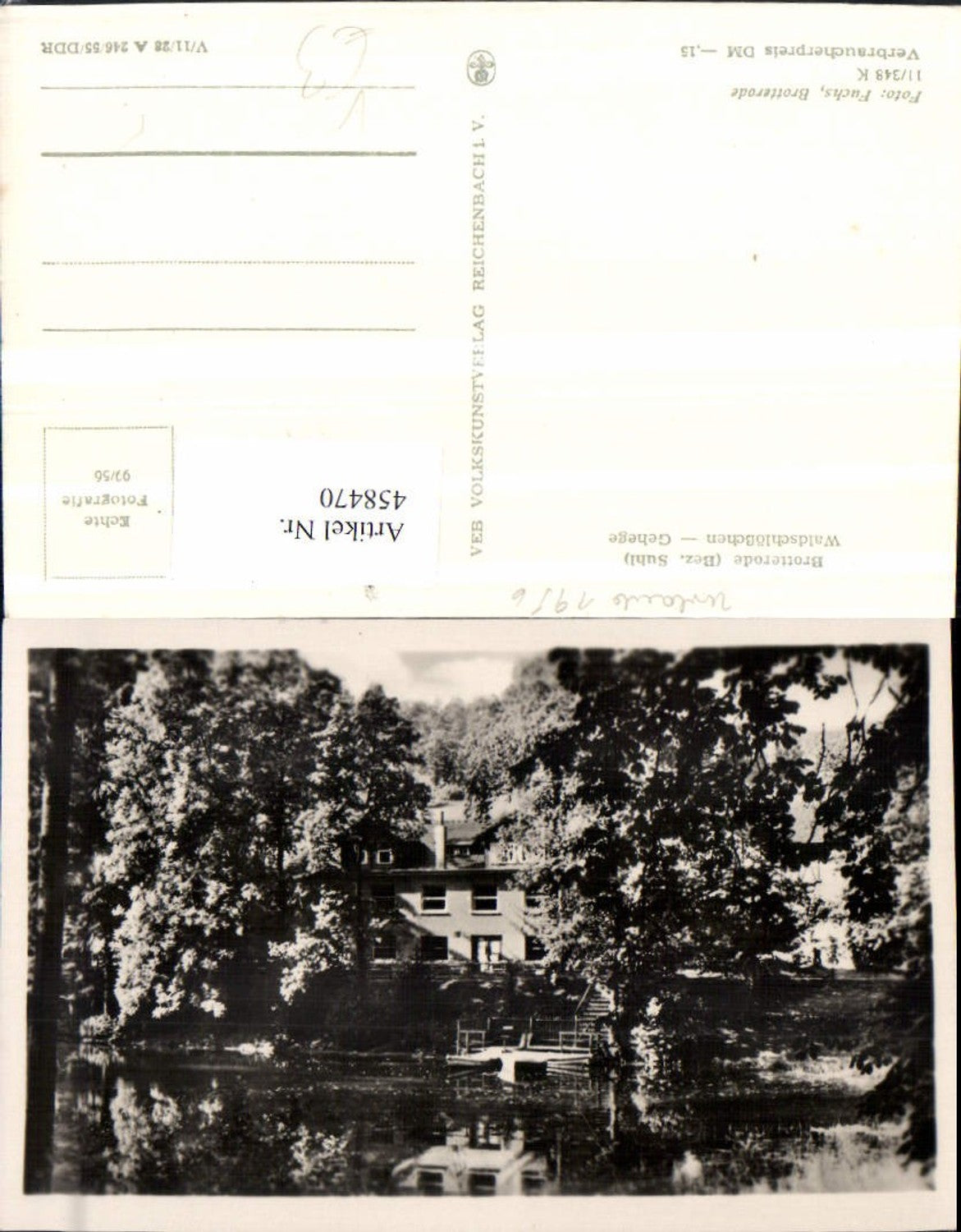 458470, Brotterode Waldschlösschen Gehege pub VEB
