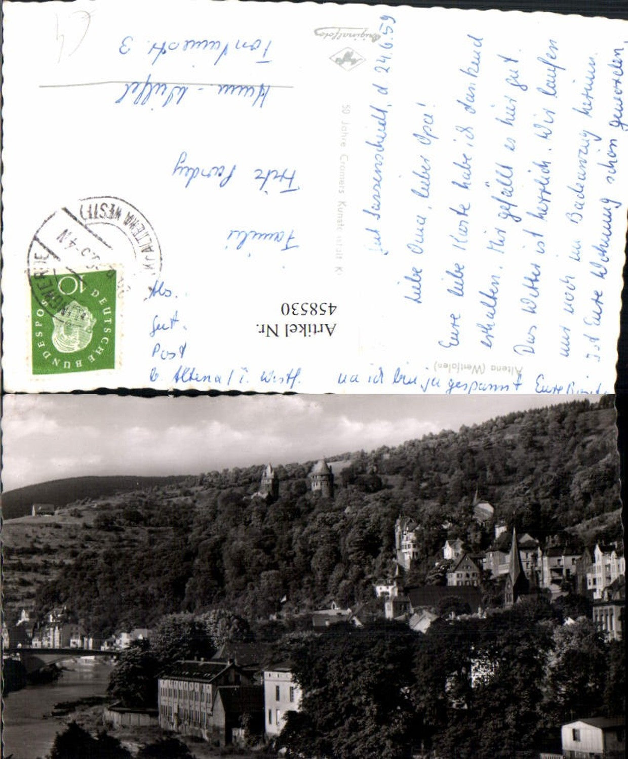 458530,Altena Teilansicht Fluss Brücke