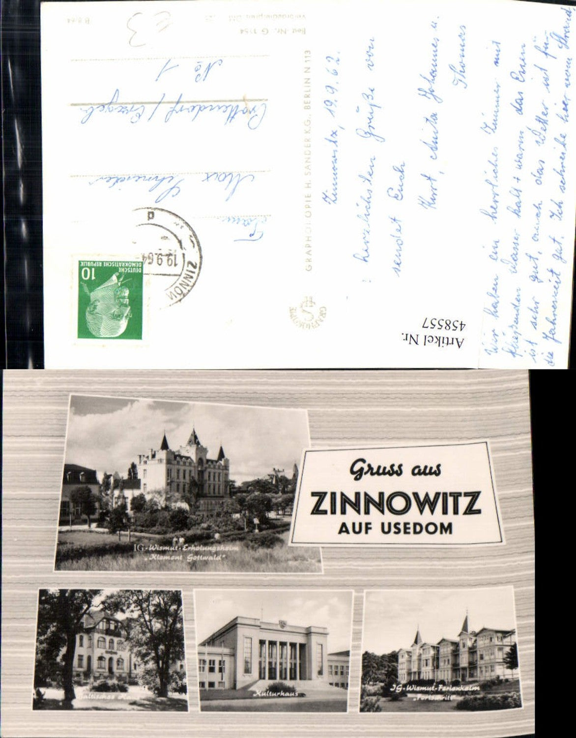 458557,Zinnowitz Erholungsheim Kulturhaus Mehrbildkarte