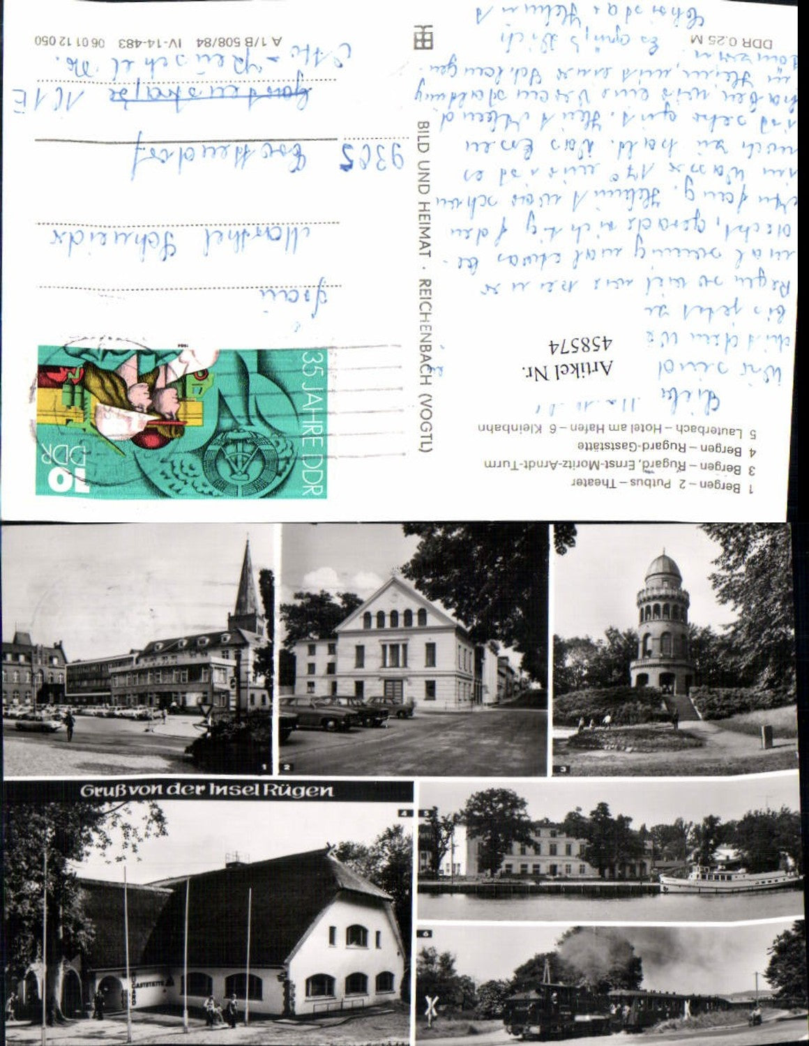 458574,Rügen Bergen Rugard Putbus Theater Mehrbildkarte pub VEB