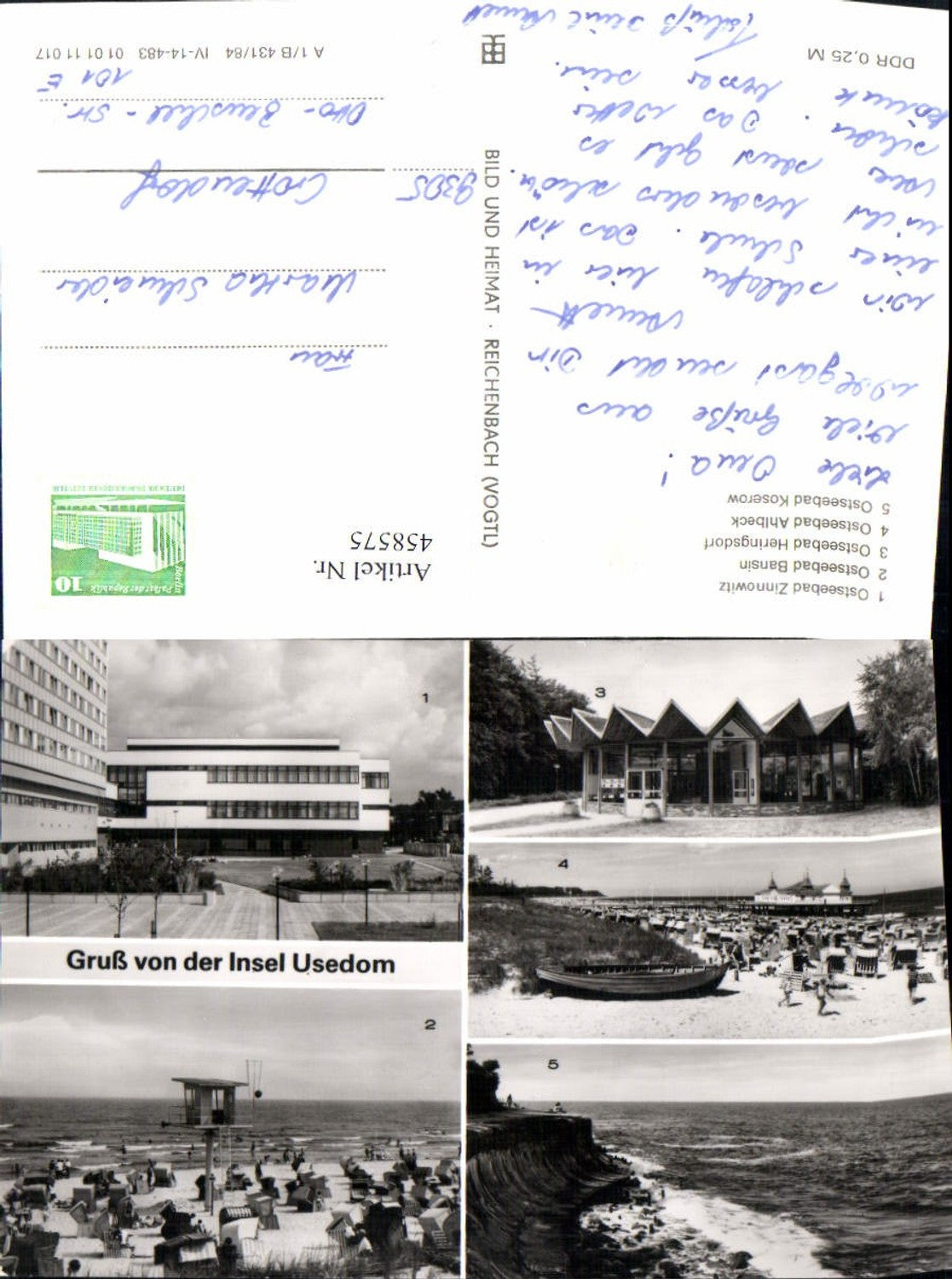 458575,Usedom Ostseebäder Zinnowitz Bansin Ahlbeck Mehrbildkarte pub VEB