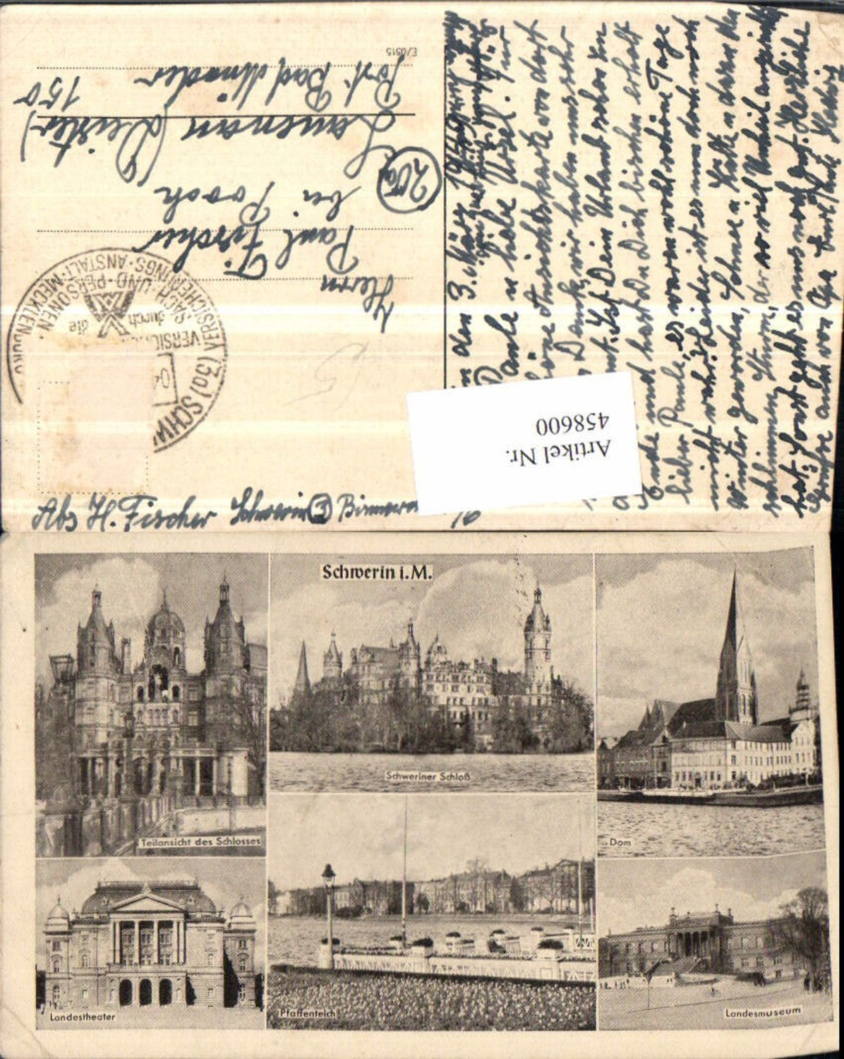 458600,Schwerin Schloss Dom Museum Theater Mehrbildkarte