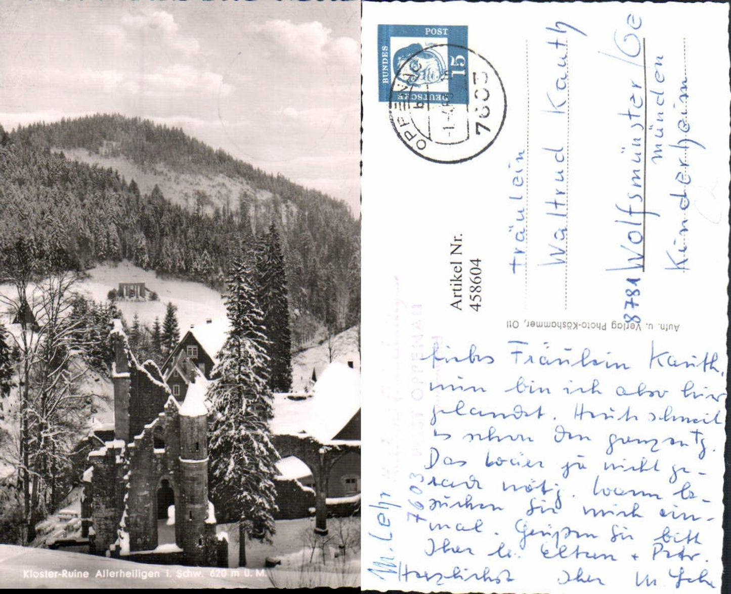 458604,Kloster Ruine Allerheiligen im Schwarzwald b. Oppenau Winterbild