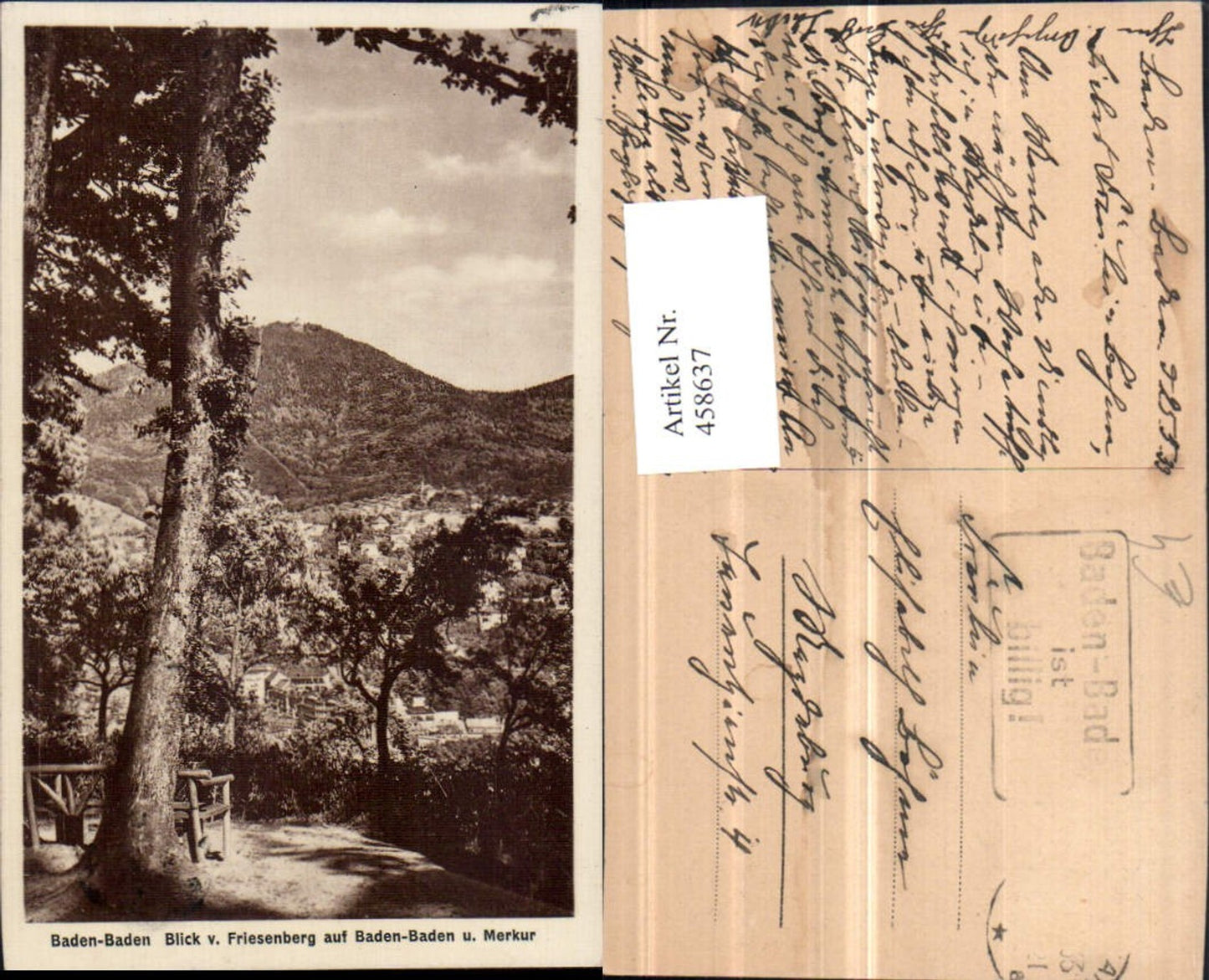 458637,Baden-Baden Teilansicht v. Friesenberg m. Merkur