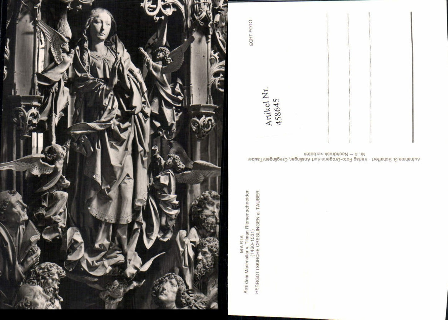 458645,Creglingen a. Tauber Kirche Marienaltar Maria Statue