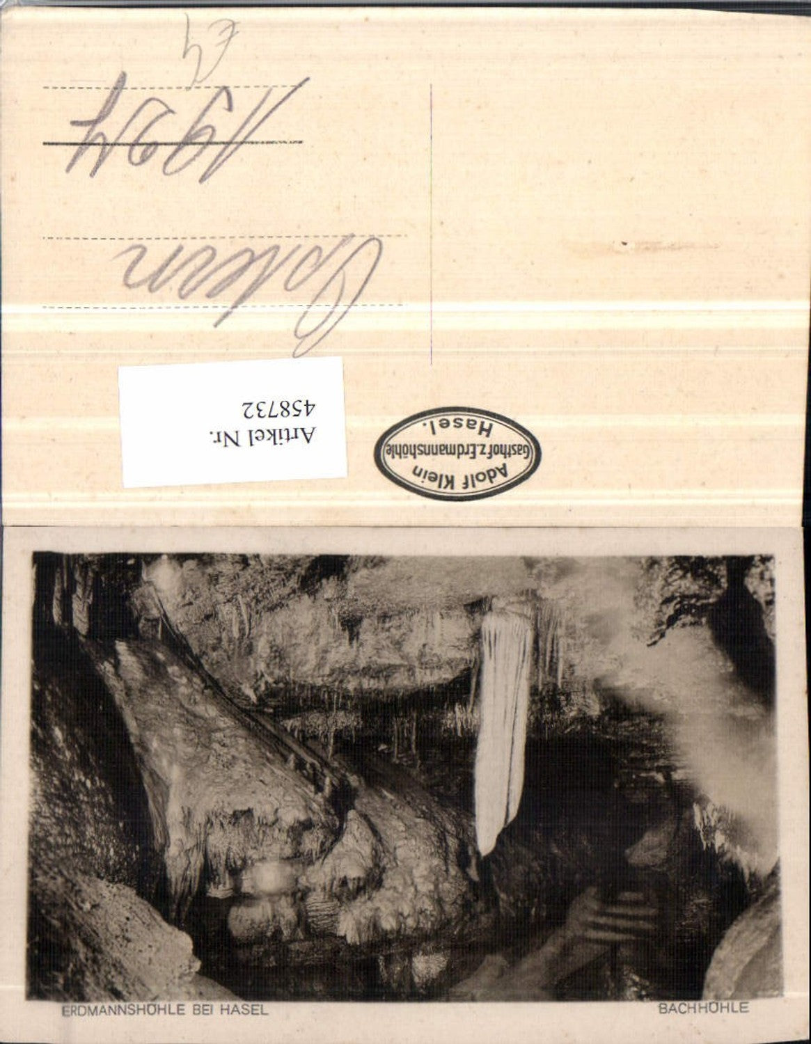 458732,Erdmannshöhle b. Hasel Bachhöhle Höhle