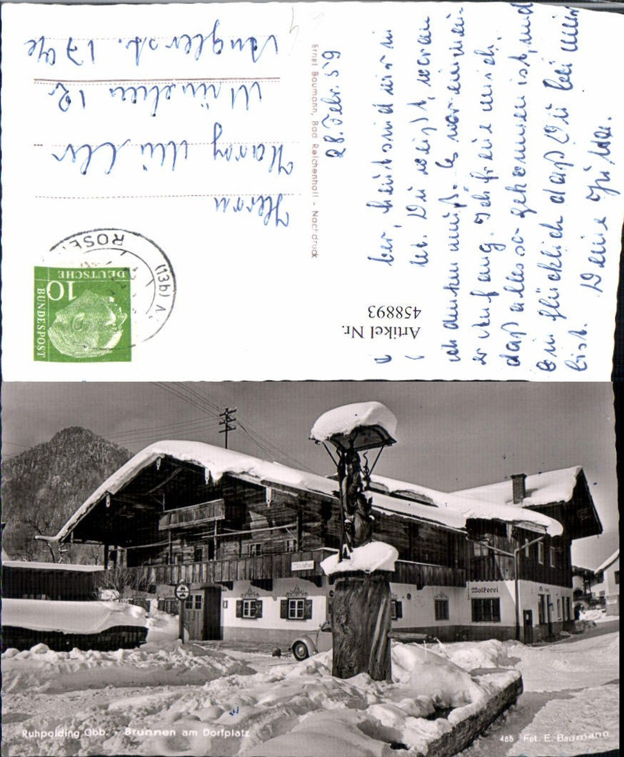 458893,Ruhpolding Brunnen am Dorfplatz Molkerei Winterbild