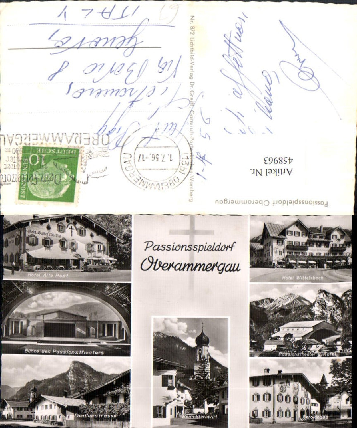 458963,Oberammergau Passionstheater Hotel Mehrbildkarte
