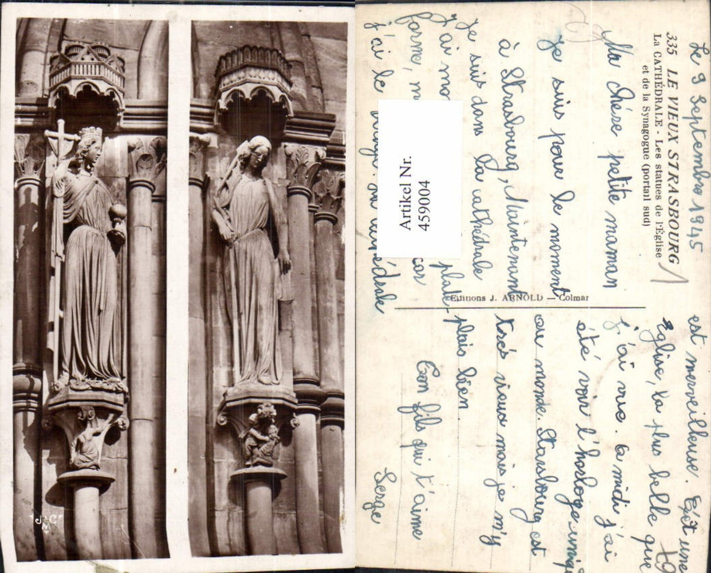 459004,Elsass Bas-Rhin Le Vieux Strasbourg La Cathedrale Les statues de l Eglise