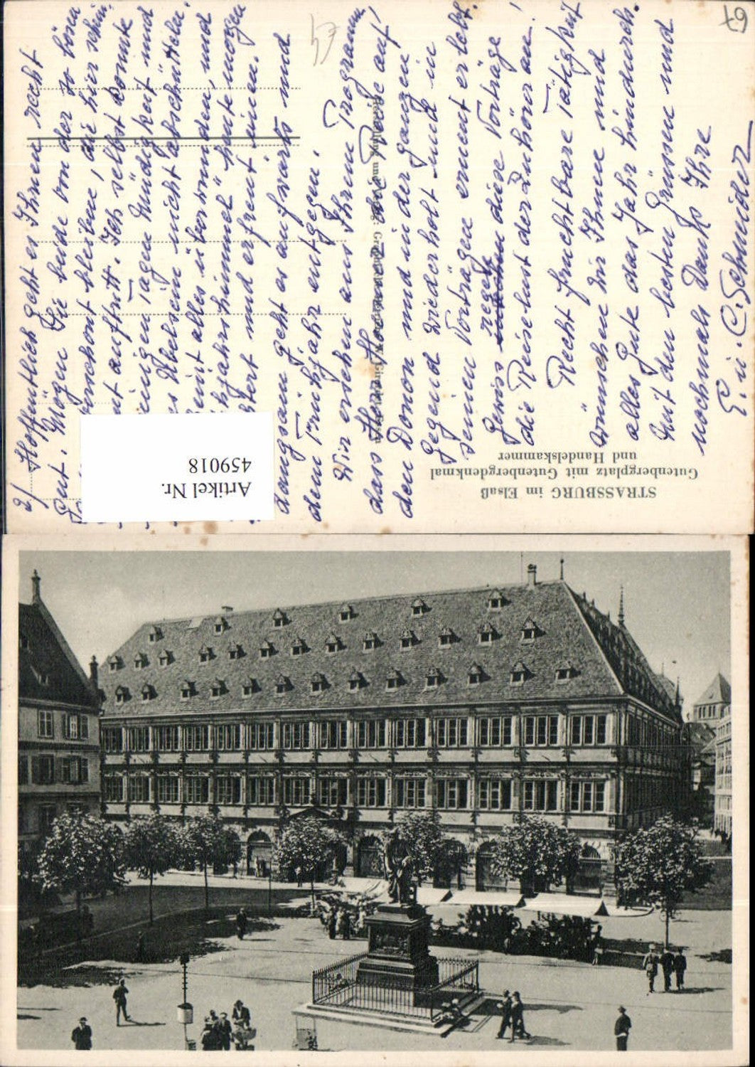 459018,Elsass Bas-Rhin Straßburg Strasbourg Gutenbergplatz Denkmal Handelskammer