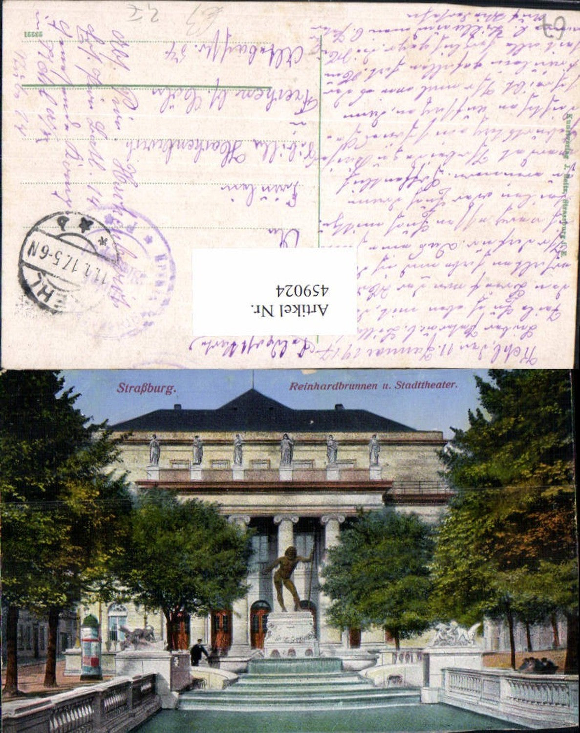 459024,Elsass Bas-Rhin Straßburg Strasbourg Reinhardbrunnen u. Stadttheater Theater