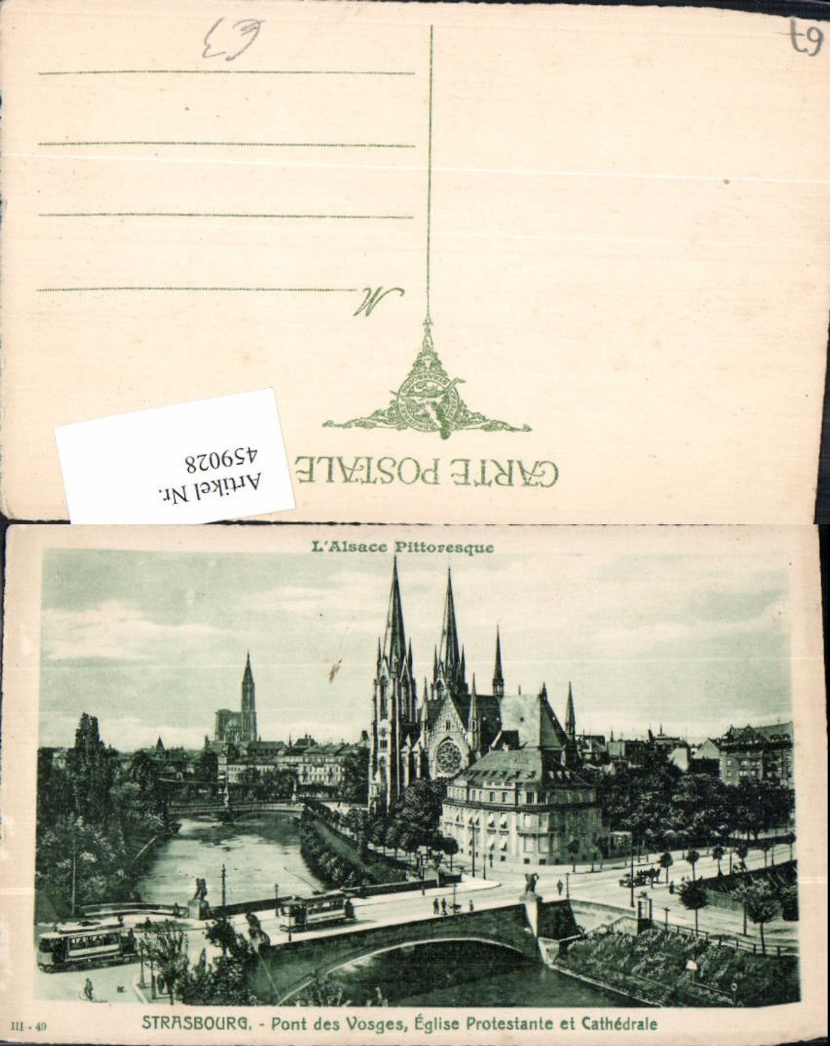 459028,Elsass Bas-Rhin Straßburg Strasbourg Pont des Vosges Eglise Protestante et Cathedrale