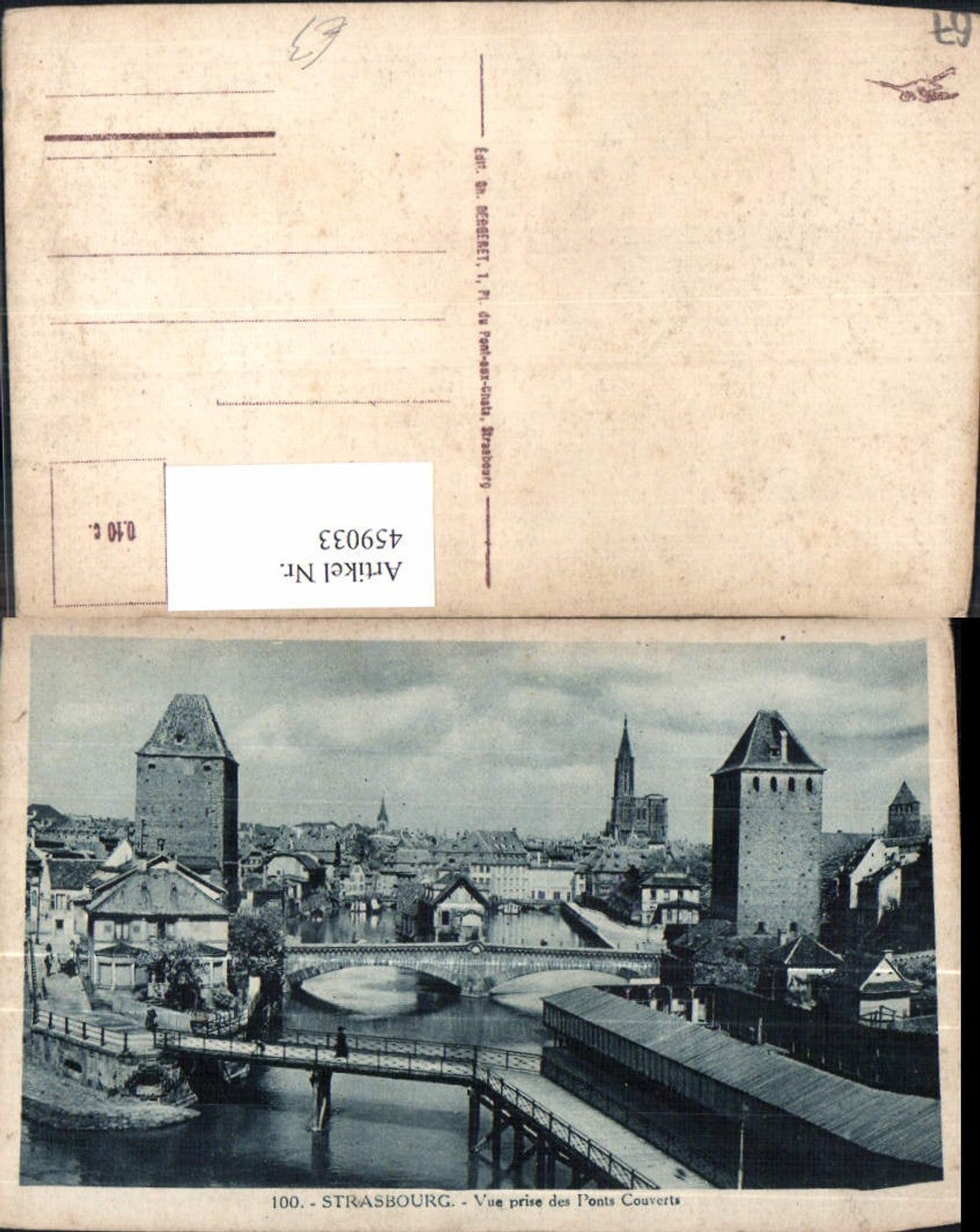 459033,Elsass Bas-Rhin Straßburg Strasbourg Vue prise des Ponts Couverts Brücken