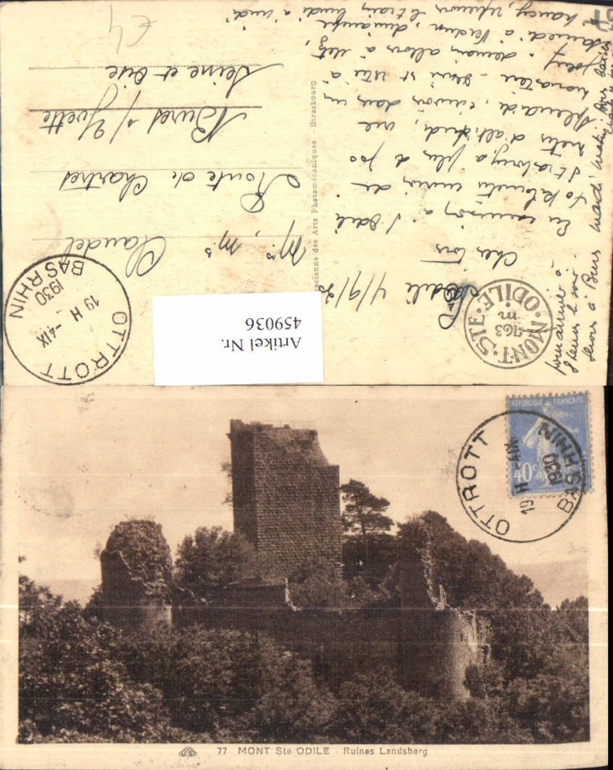 459036, Alsace Bas-Rhin Mont Ste-Odile Ruines Landsberg