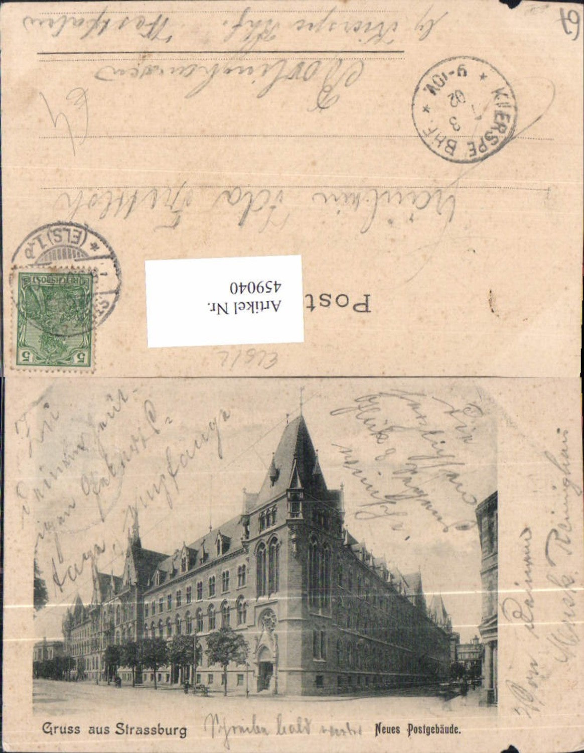 459040,Elsass Bas-Rhin Straßburg Strasbourg Neues Postgebäude Post