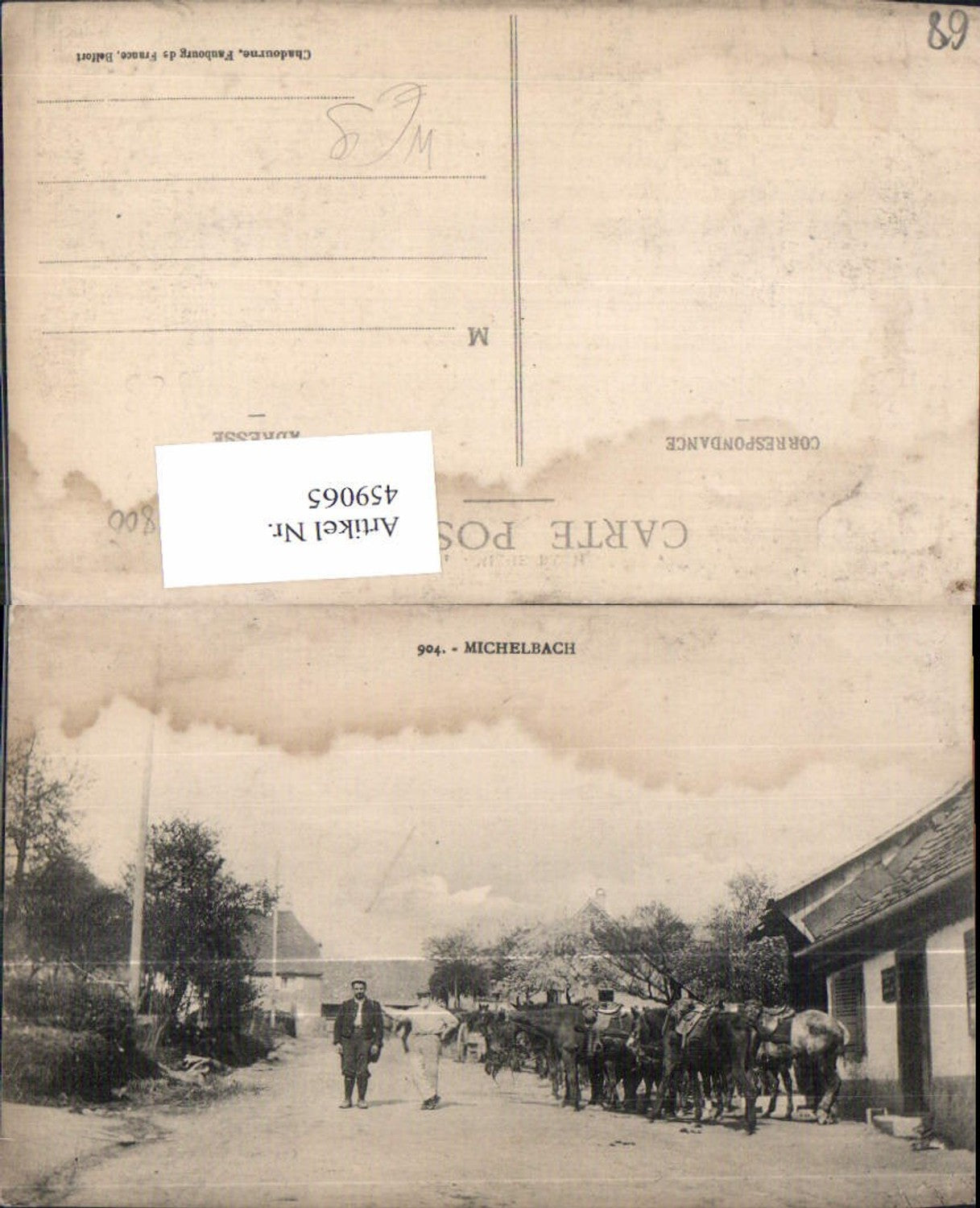 459065,Elsass Haut-Rhin Michelbach Straßenansicht Pferde Männer