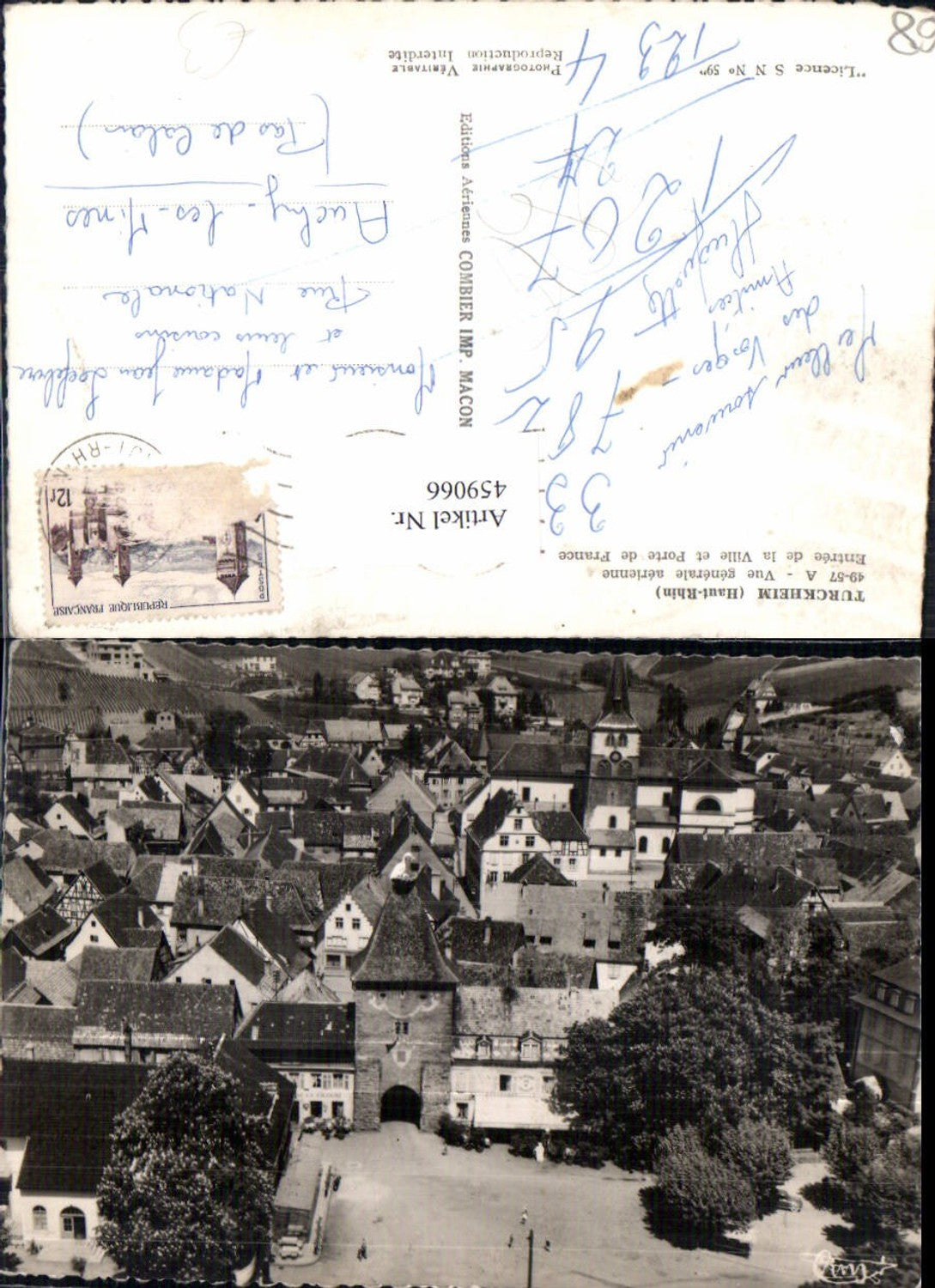 459066,Elsass Haut-Rhin Turckheim Vue generale aerienne Entree de la Ville et Porte de France