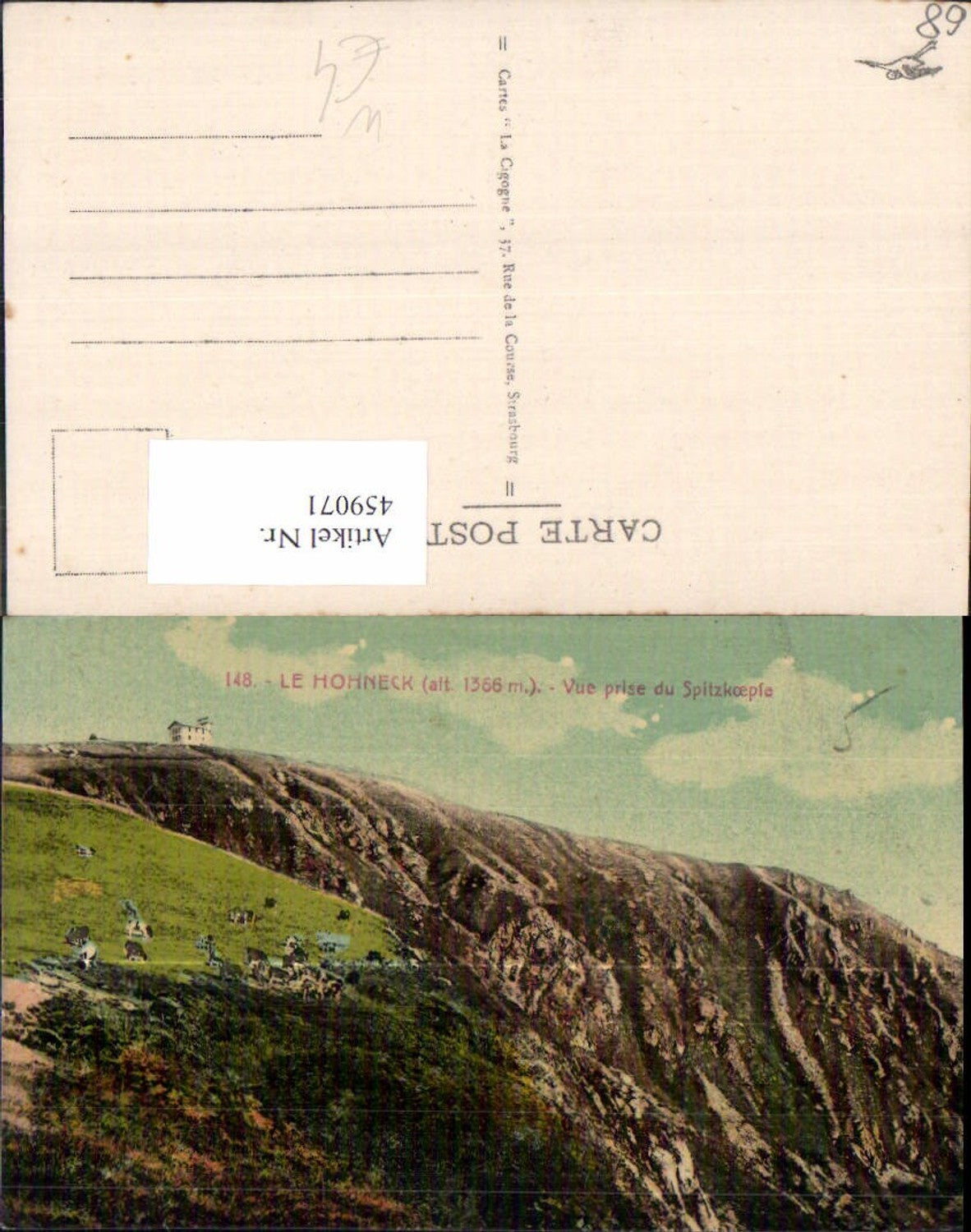 459071,Elsass Haut-Rhin Le Hohneck Vue prise du Spitzkoepfe Metzeral