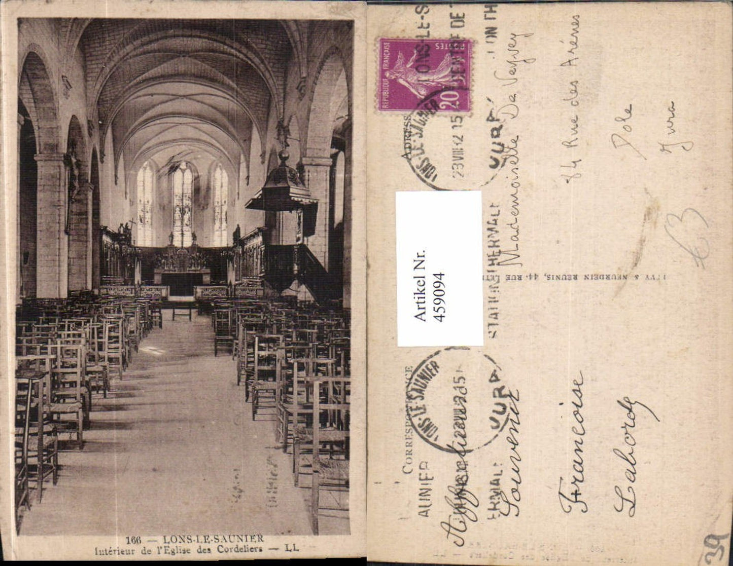 459094,Franche-Comte Jura Lons-Le-Saunier Interieur de l Eglise des Cordeliers Kirche