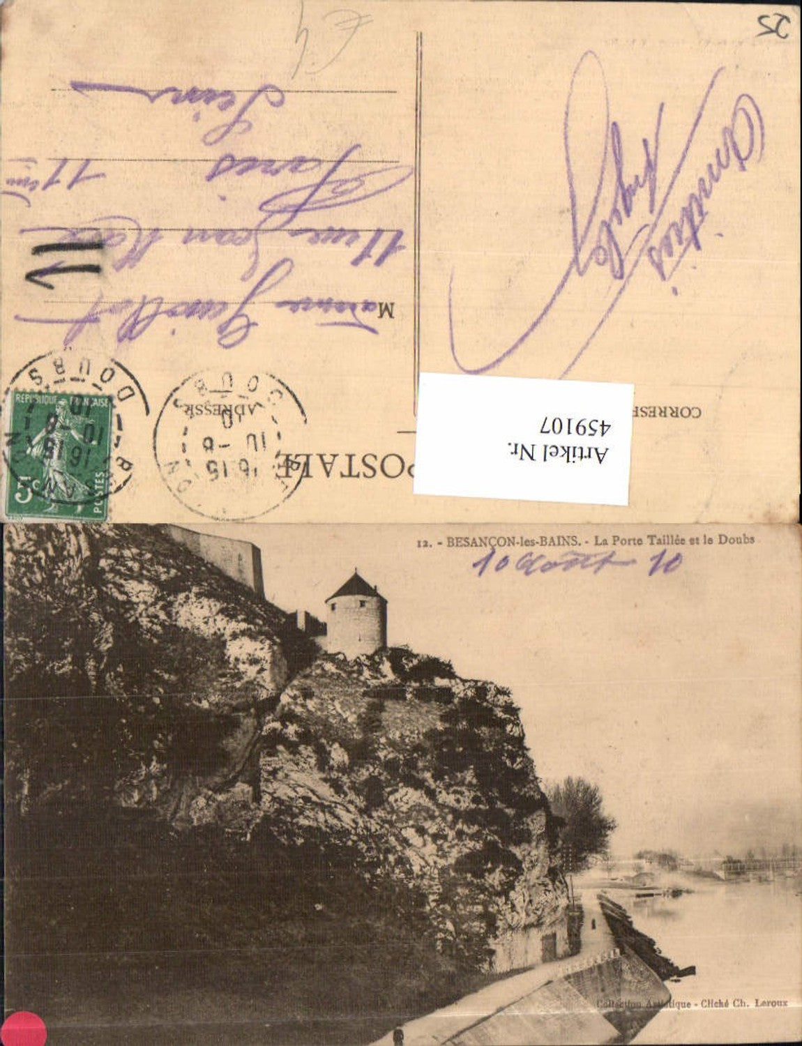 459107,Franche-Comte Doubs Besancon-les-Bains La Porte Taillee et le Doubs Burg