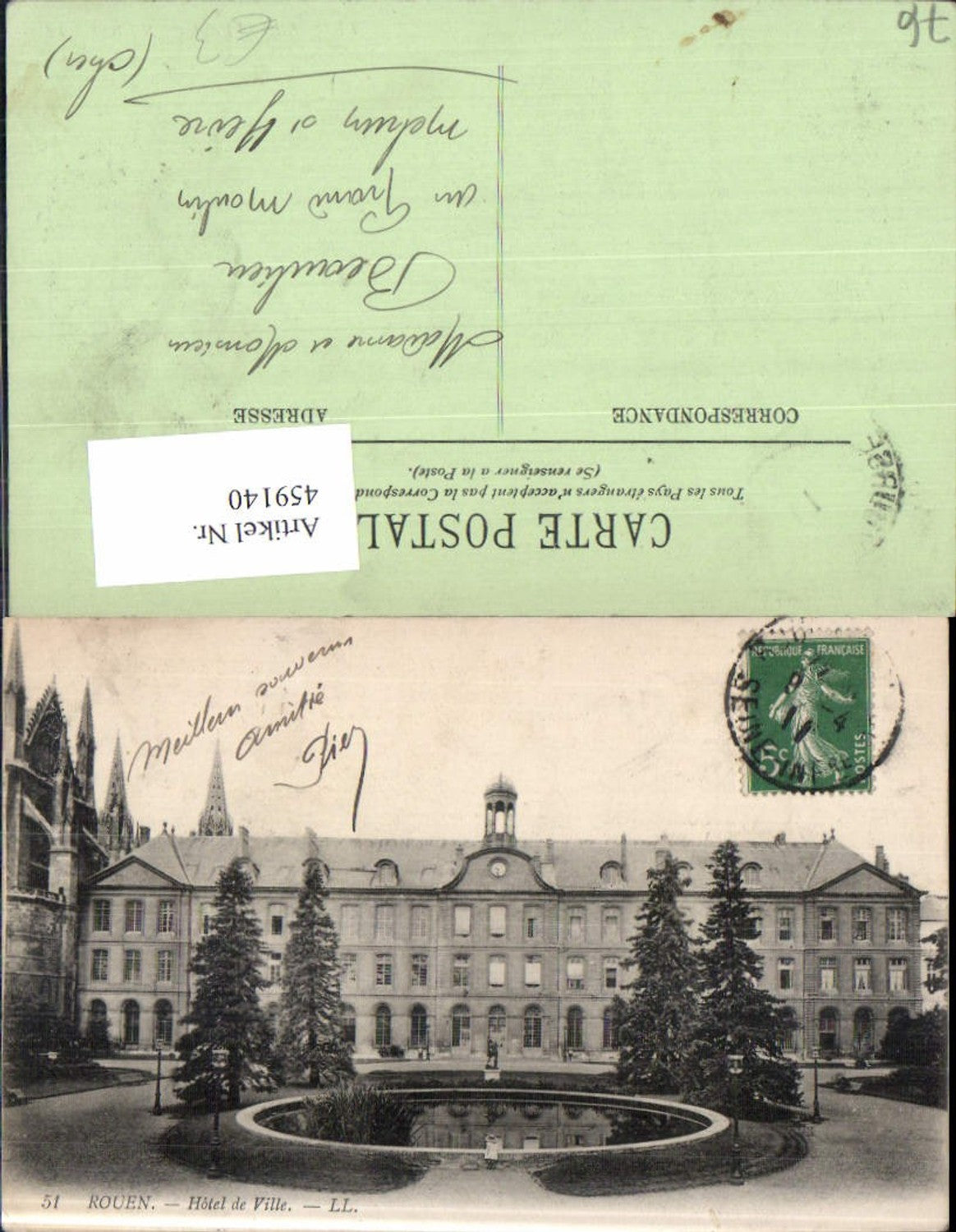 459140,Haute-Normandie Seine-Maritime Rouen Hotel de Ville Rathaus