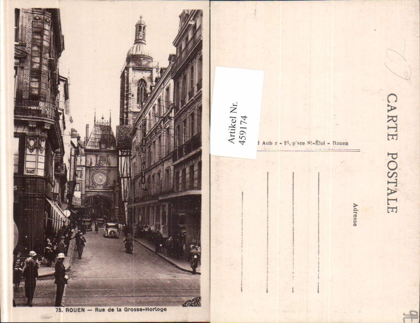 459174,Haute-Normandie Seine-Maritime Rouen Rue de la Grosse-Horloge clock