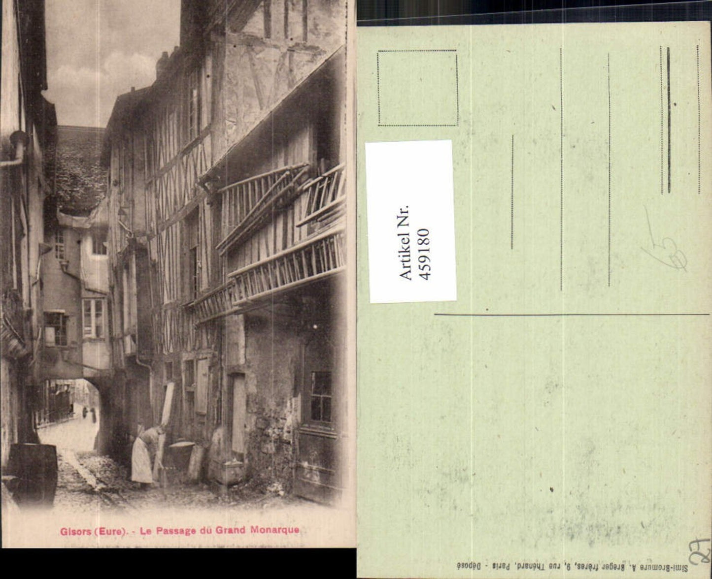 459180,Haute-Normandie Eure Gisors Le Passage du Grand Monarque Straßenansicht Gasse