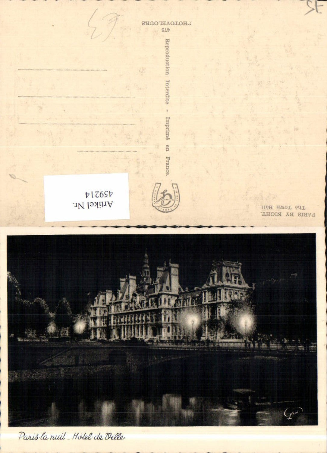 459214,Ile-de France Paris by Night The Town Hall Hotel de Ville Rathaus