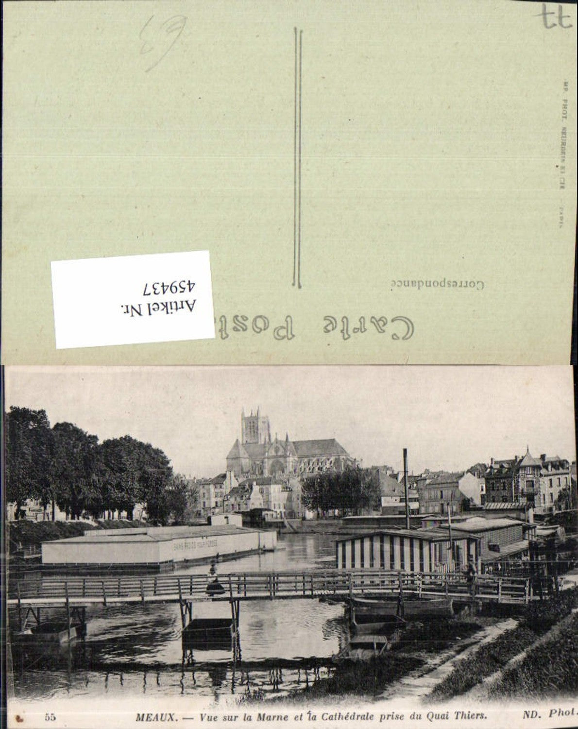 459437,Ile-de-France Seine-et-Marne Meaux Vue sur la Marne and the Cathedrale prize du Quai Thiers