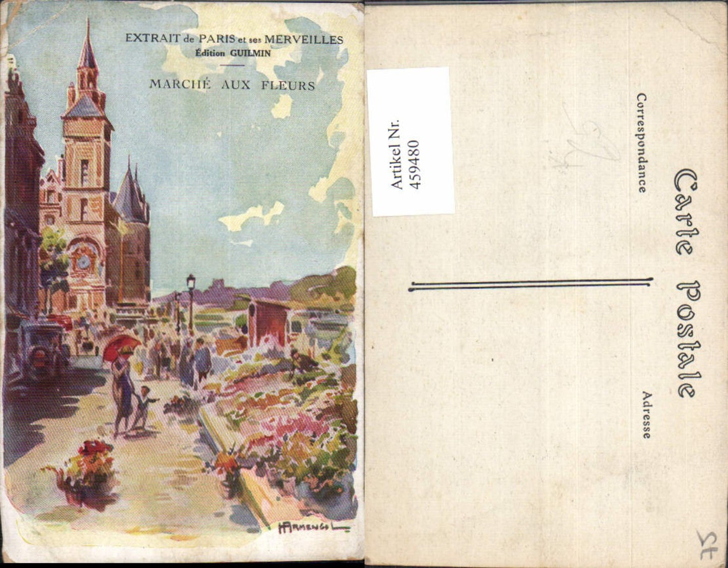459480,Künstler Ak Ile-de-France Paris Extrait de Paris et ses Merveilles Marche aux Fleurs Blumenmarkt