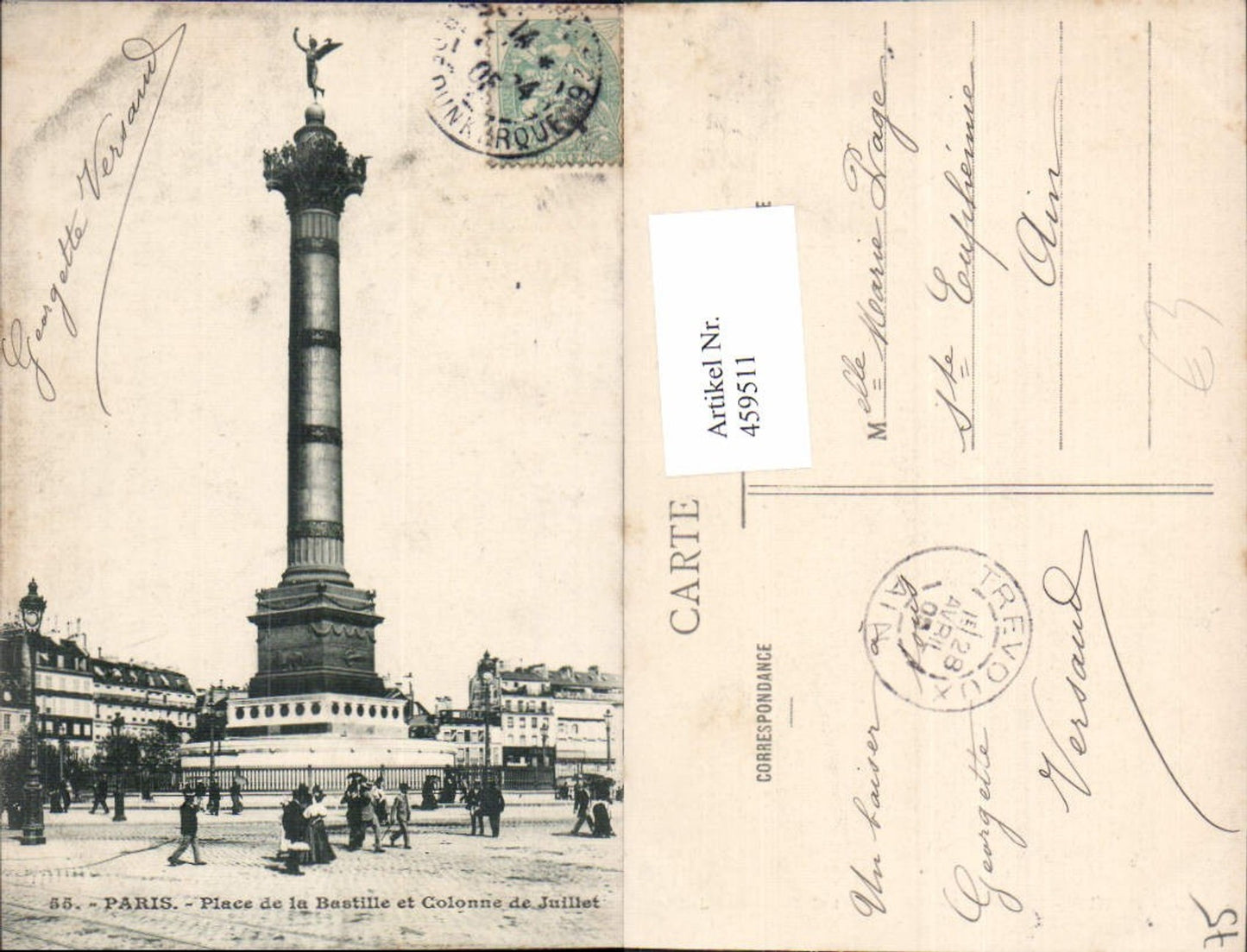 459511,Ile-de-France Paris Place de la Bastille et Colonne de Juillet Turm
