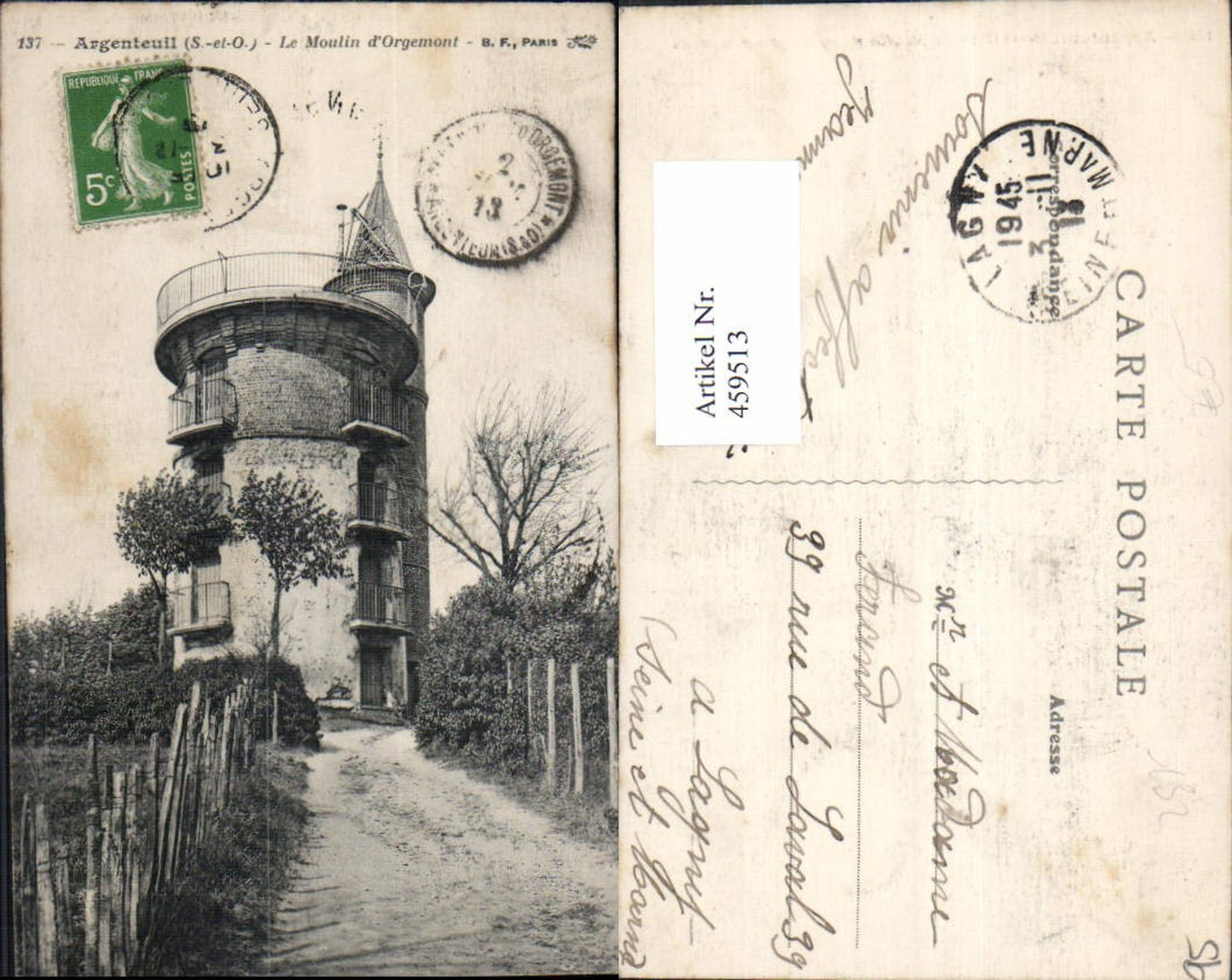 459513,Ile-de-France Val-Oise Argenteuil Le Moulin d Orgemont Turm