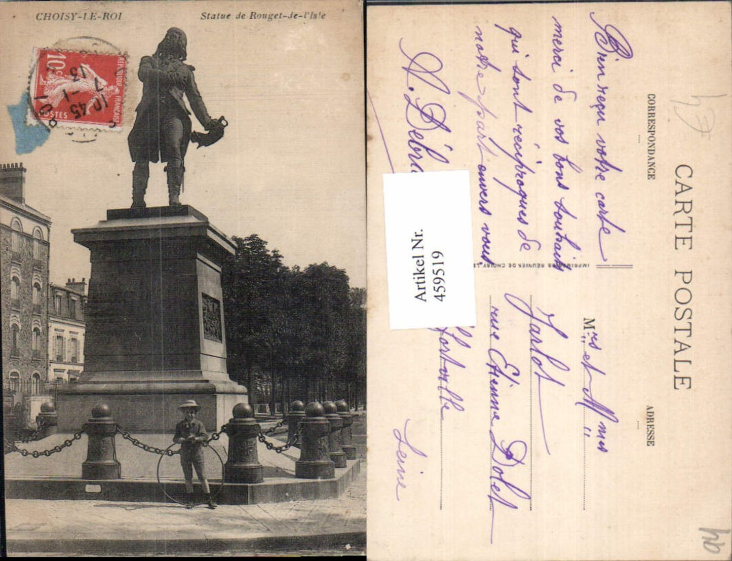 459519,Ile-de-France Val-de-Marne Choisy-le-Roi Statue de Rouget-de- l Isle