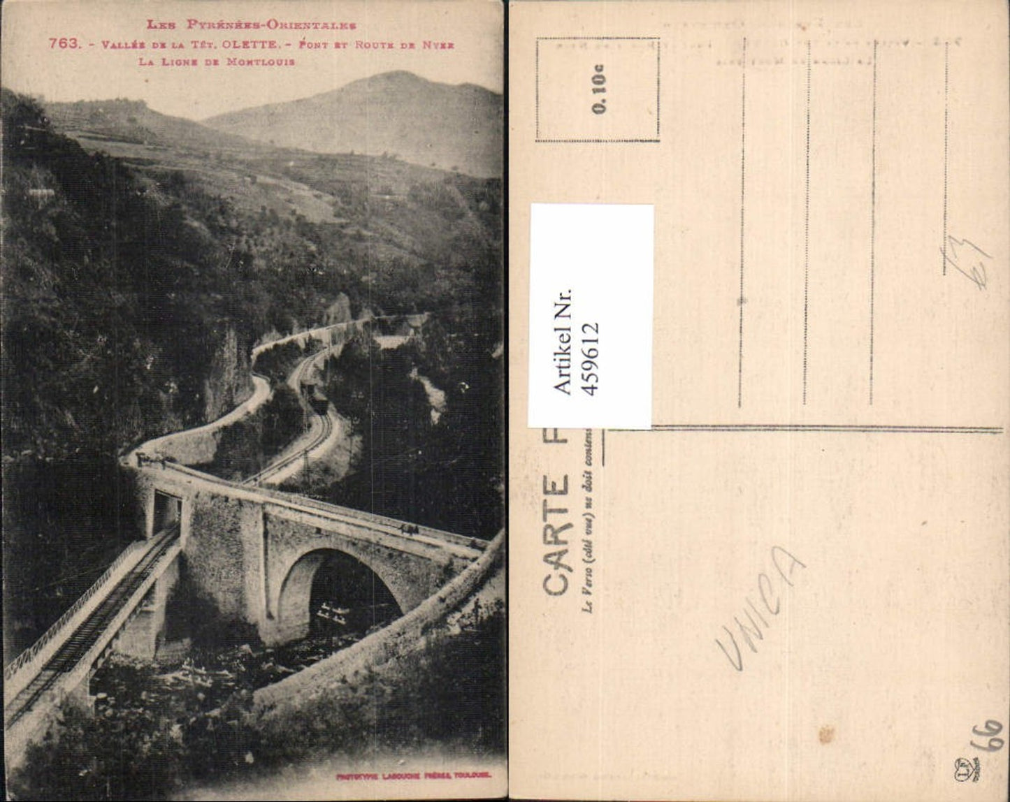 459612,Languedoc-Roussillon Pyrennees-Orientales Vallee de la Tet. Olette Pont et Route de Nyer