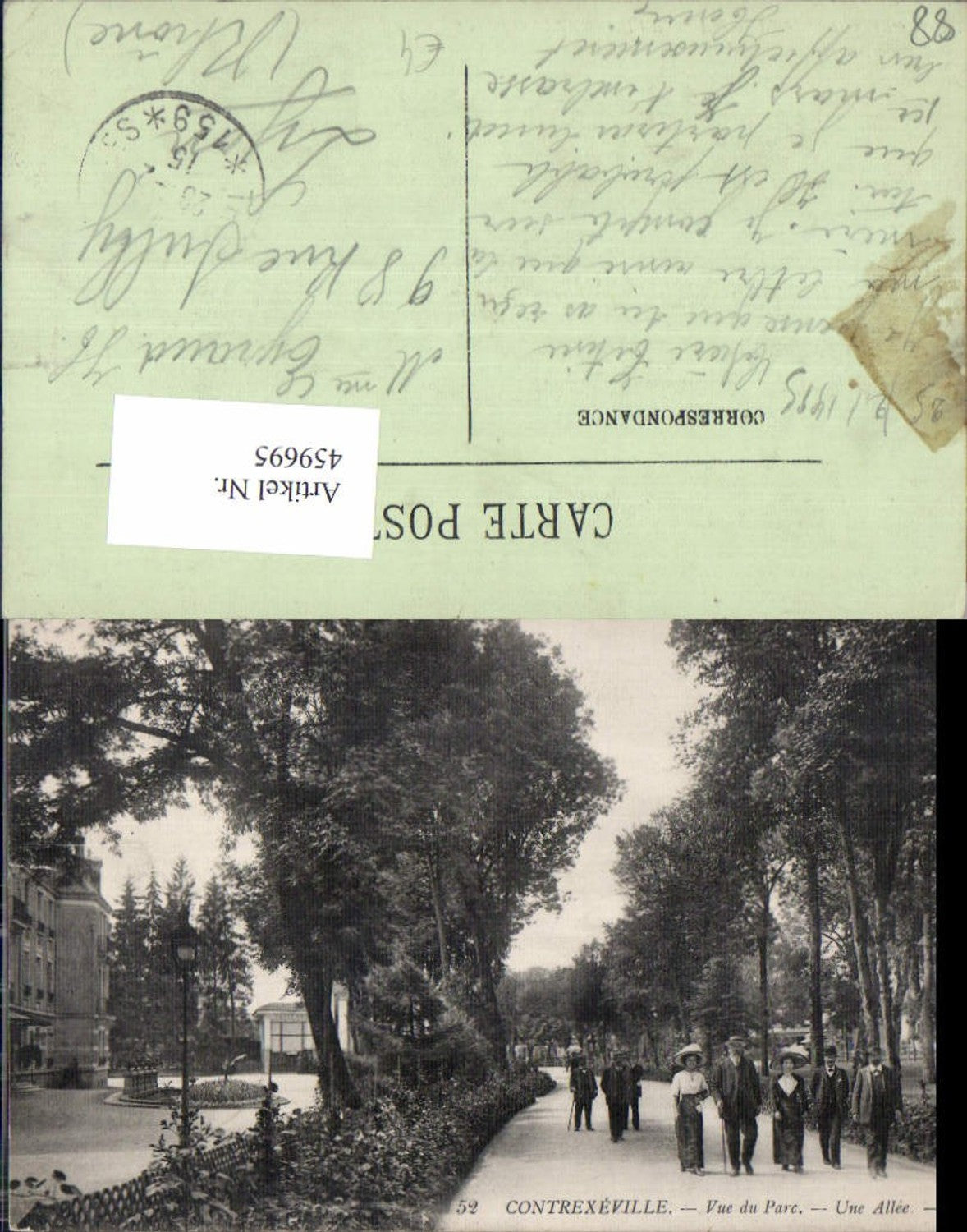459695,Lothringen Vosges Contrexeville Vue du Parc Une Allee