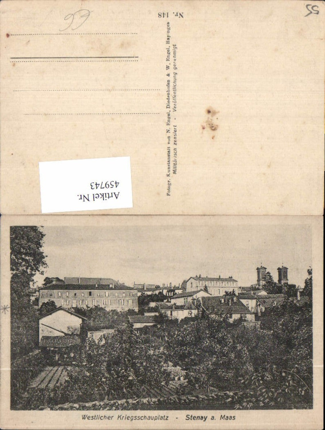 459743,Lothringen Meuse Stenay a Maas Westlicher Kriegsschauplatz