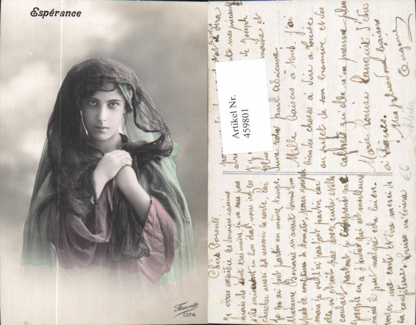459801,Frau Esperance Vail Schleier Edwardian Girl Woman Fashion Beauty Postcard