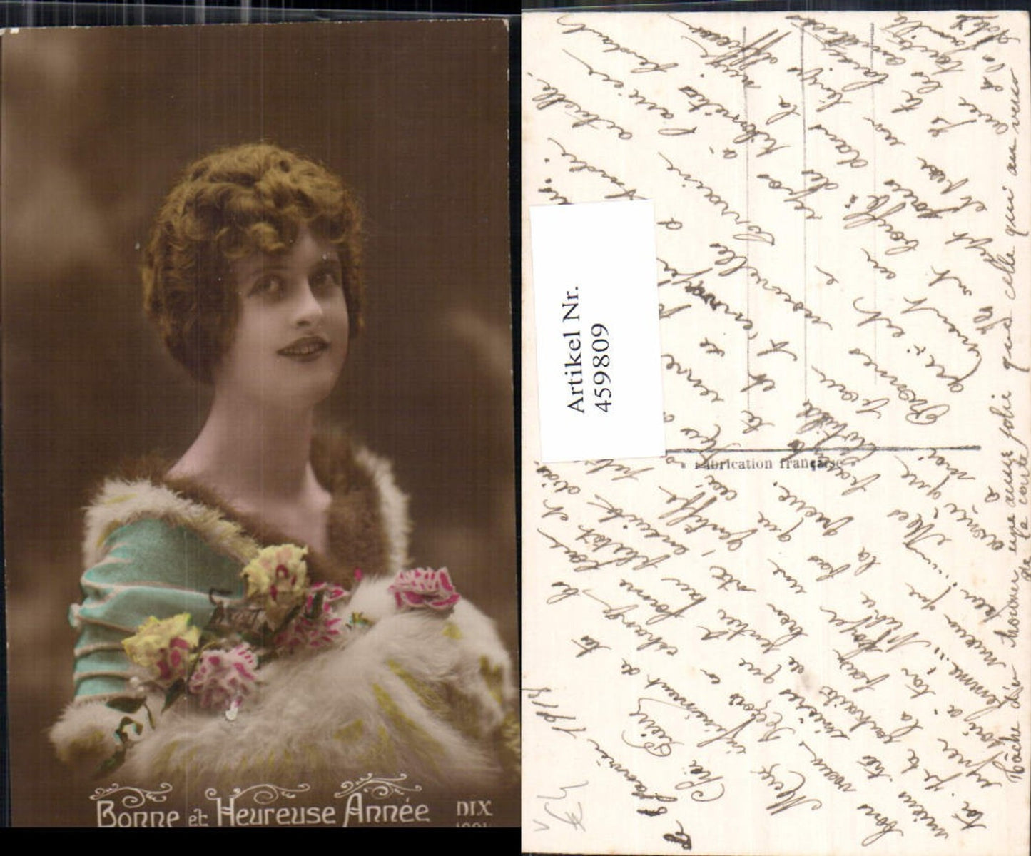 459809,Frau Pelzstola Edwardian Girl Fashion Mode Photo Postcard pub DIX 1001/1