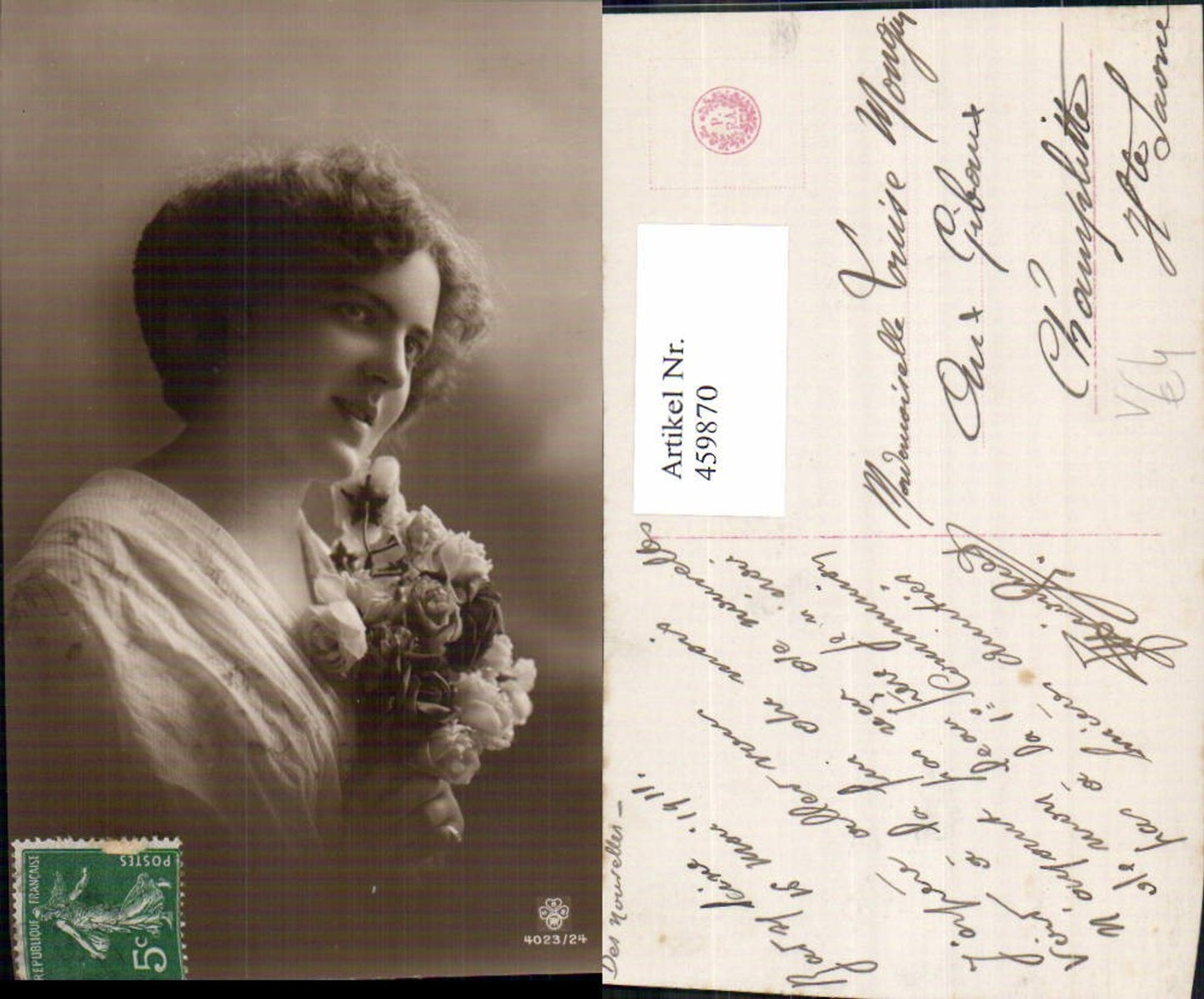459870,Frau Blumenstrauß Edwardian Girl Fashion Mode Photo Postcard pub RPH SBW 4023/24
