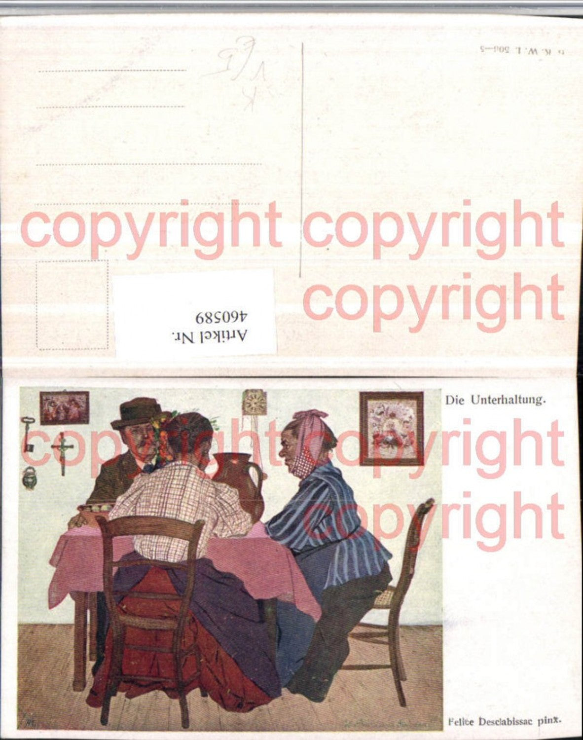 460589,Künstler AK Felice Desclabissac Unterhatlung Humor pub B.K.W.I. 506/5