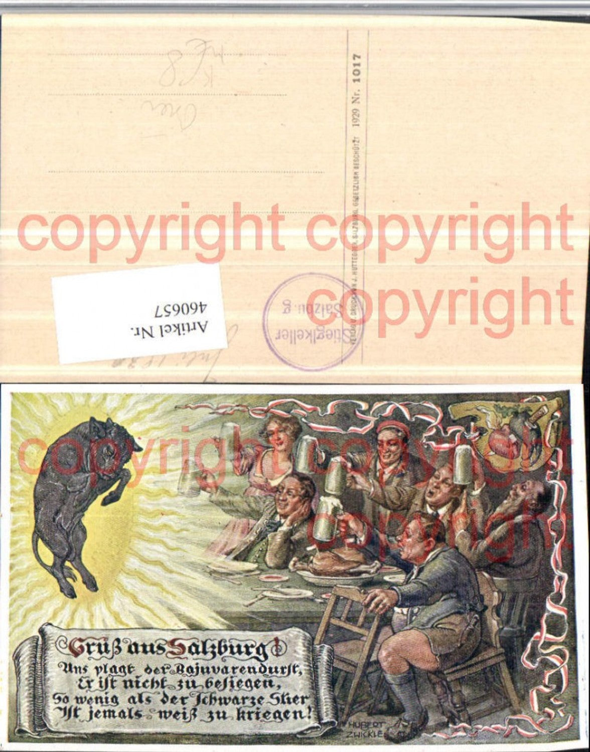 460657,Künstler AK Hubert v. Zwickle Salzburg Stieglkeller Bier Humor Stier