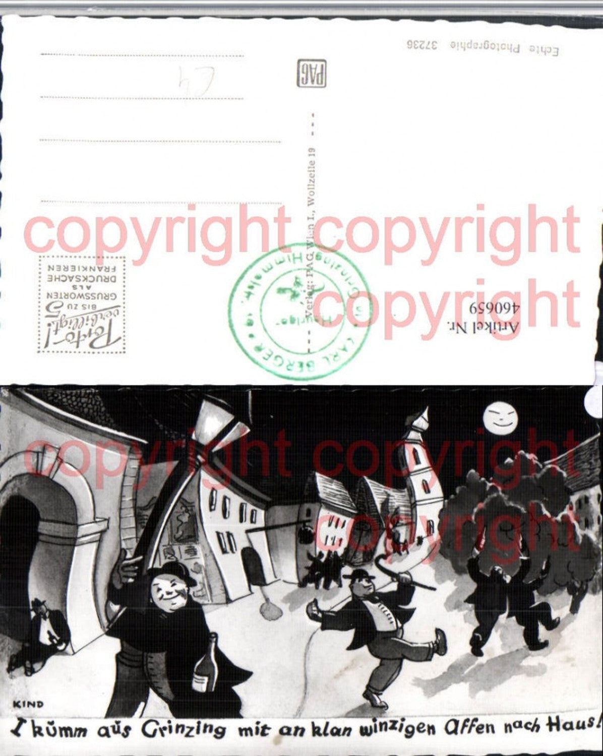 460659,Künstler AK Grinzing Betrunkene Dorf Mondgesicht Trinkerhumor