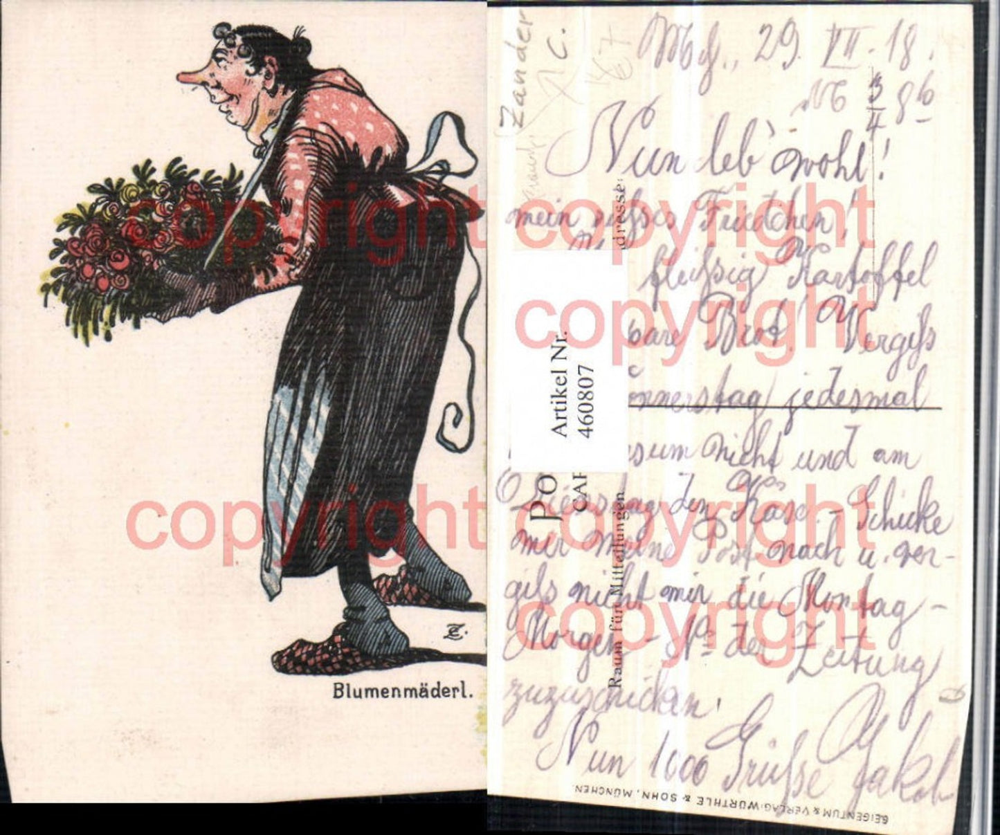 460807,Künstler AK C. Zander Blumenmäderl Rosen Frauenfeindlich Humor