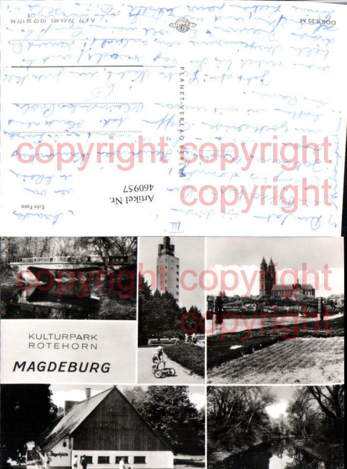 460957, Magdeburg Church Bridge Hunter's Lodge Multi-image postcard